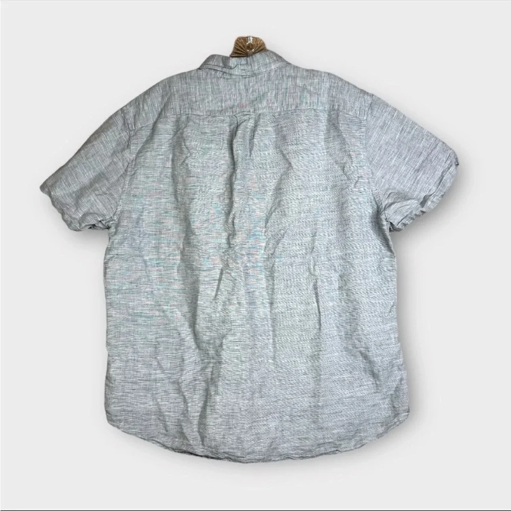 J Crew Baird McNutt Irish Linen Men’s XL Shirt Gray Button Down S/S Comfort Boho